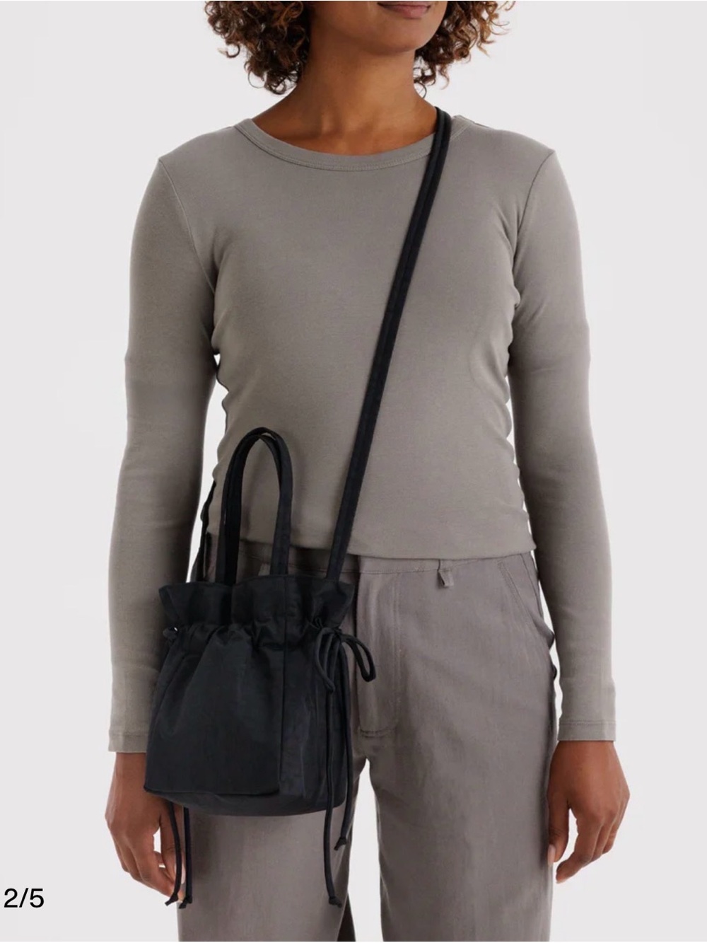 BAGGU Black Drawstring Bucket Tote - Picture 2 of 7